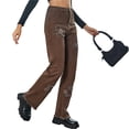 thumbnail image 6 of new style jeans y2k women's flower pattern high waist denim trousers with pockets street wear pants-As photo shows-S, 6 of 7