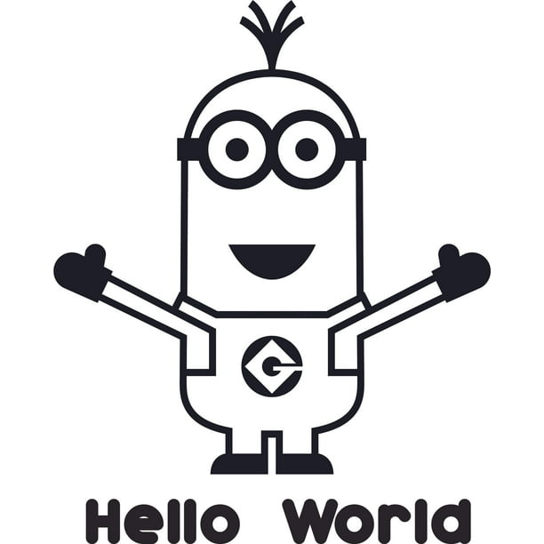 Hello World Minion Despicable Me Customized Wall Decal Custom Vinyl Wall Art Personalized Name Baby Girls