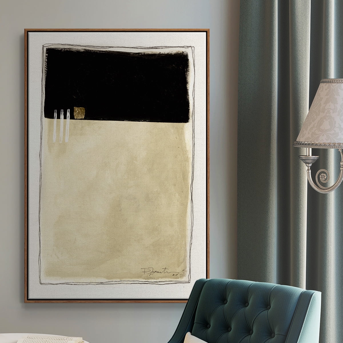 Inner Musing II Framed Premium Gallery Wrapped Canvas - Ready to Hang - 17 x 25 - Walnut Floating Frame