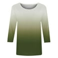 thumbnail image 4 of BLVB Womens Tops 3/4 Sleeve Gradient Cute Tops Crewneck Slim Fit Half Sleeve Tshirts Shirts Fall Fashion Blouse Tunic Green, 4 of 5