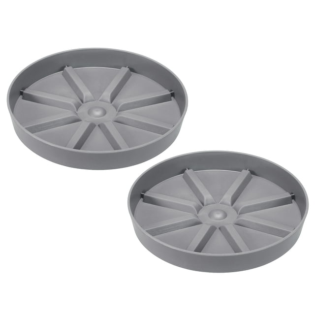 Uxcell 6 Inch Plant Saucers Tray, Durable Plastic Round Flower Pot Drip Tray, White 2Pcs, Grey 6 Inch