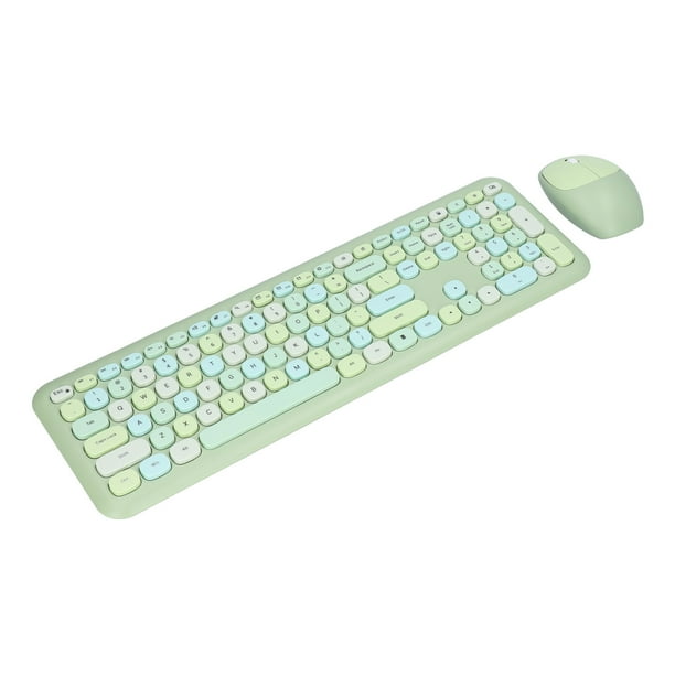 2.4G Combo De Teclado Y Mouse Inalámbrico, 110 Teclas Diseño Retro Ergonómico De Tamaño Completo, Teclas Silenciosas De Silencio, Plug & Play Para