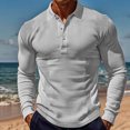 thumbnail image 2 of Kaemgyyd Men's Casual Shirts Classic Button Basic Long Sleeve Tops Trendy Solid Color Collar Stylish Golf Tees, 2 of 5