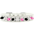 thumbnail image 3 of Pet and Dog Spike Collar, "Double Crystal  Black, White and Bright Pink Spikes", 3 of 4
