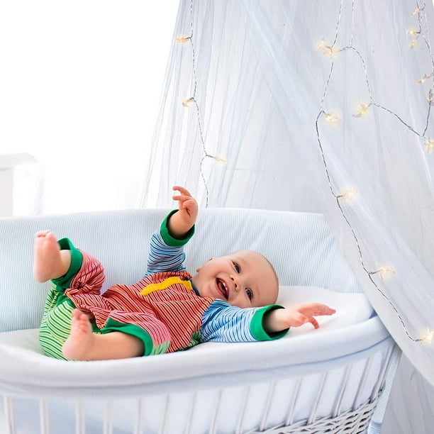 Bed Canopy Mosquito Net, Moon and Star String Light and Ceiling Hanger for  Baby, Kids or Adults, Covering Baby Crib, Kid Bed, Girls Bed or Full Size  Bed (White) White 