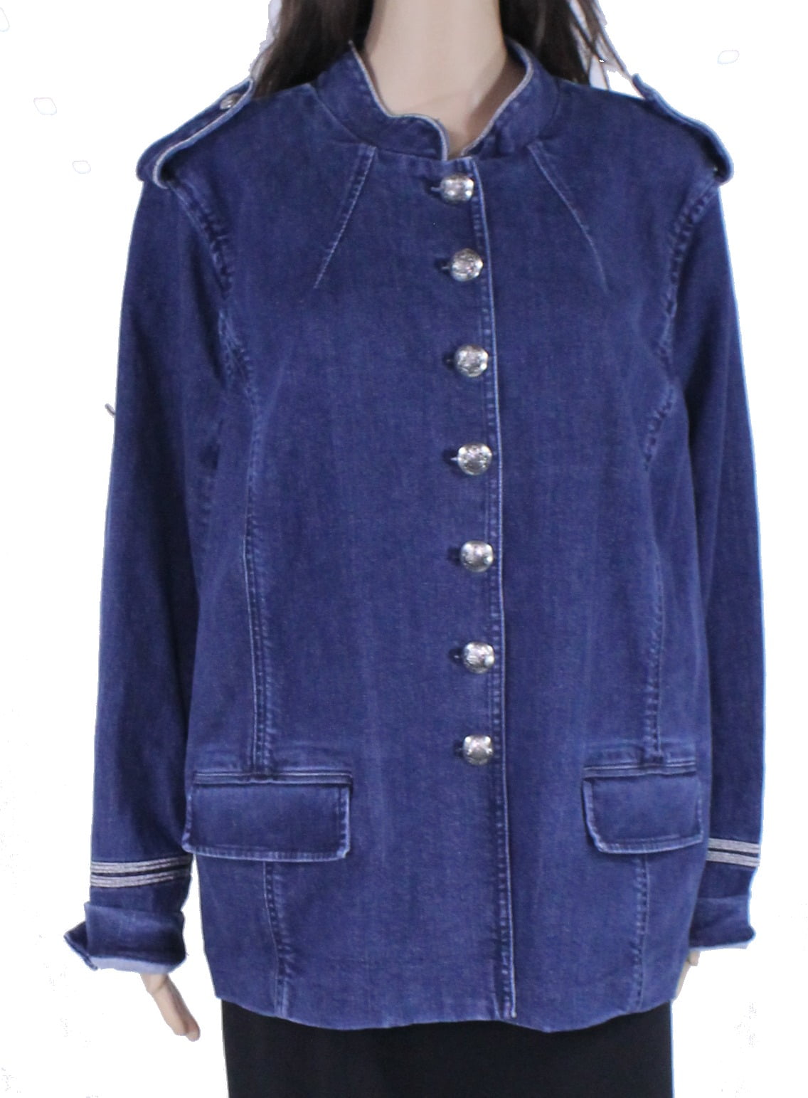 Ralph Lauren Ralph Lauren Womens Denim Military Jacket, Blue, 22W