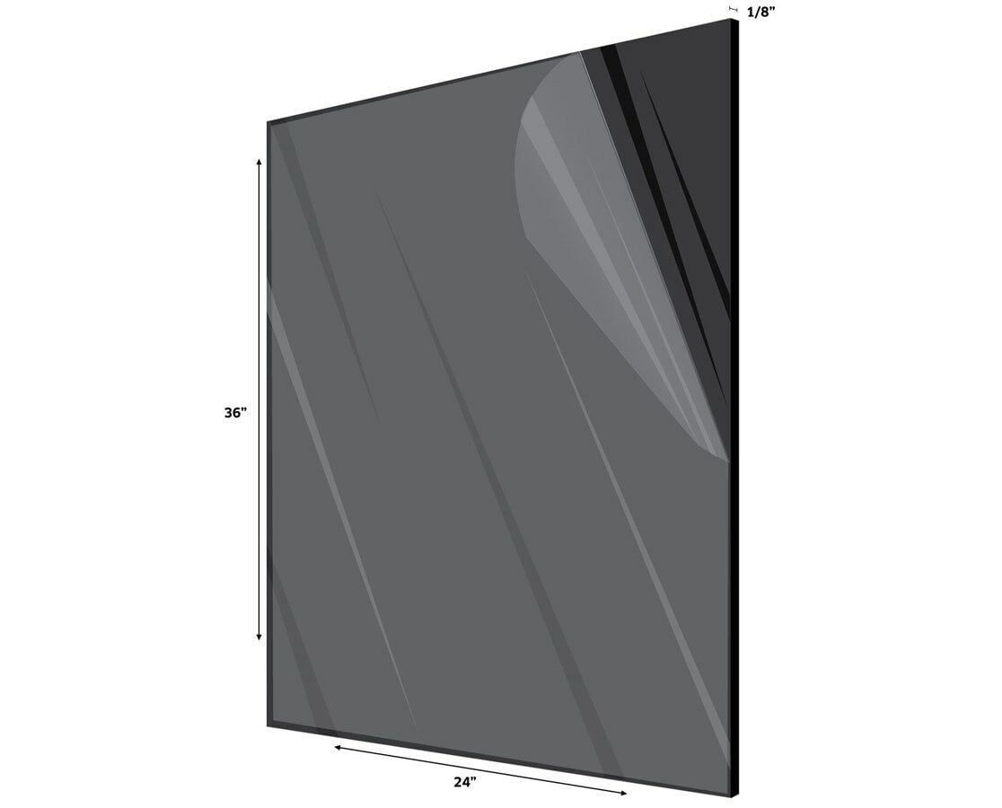 AdirOffice 24" x 36" x 1/8" Black Opaque Plexiglass Acrylic Sheet