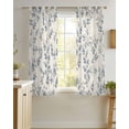 thumbnail image 4 of Navy Blue Leaves Sheer Curtains 45 Inch Length 2 Panels Set for Living Room/Bedroom, Vintage Summer Botanical Farmhouse Rustic Kitchen Curtains Grommet Semi-Sheer Curtains Window Treatments 42"x45"x2, 4 of 7
