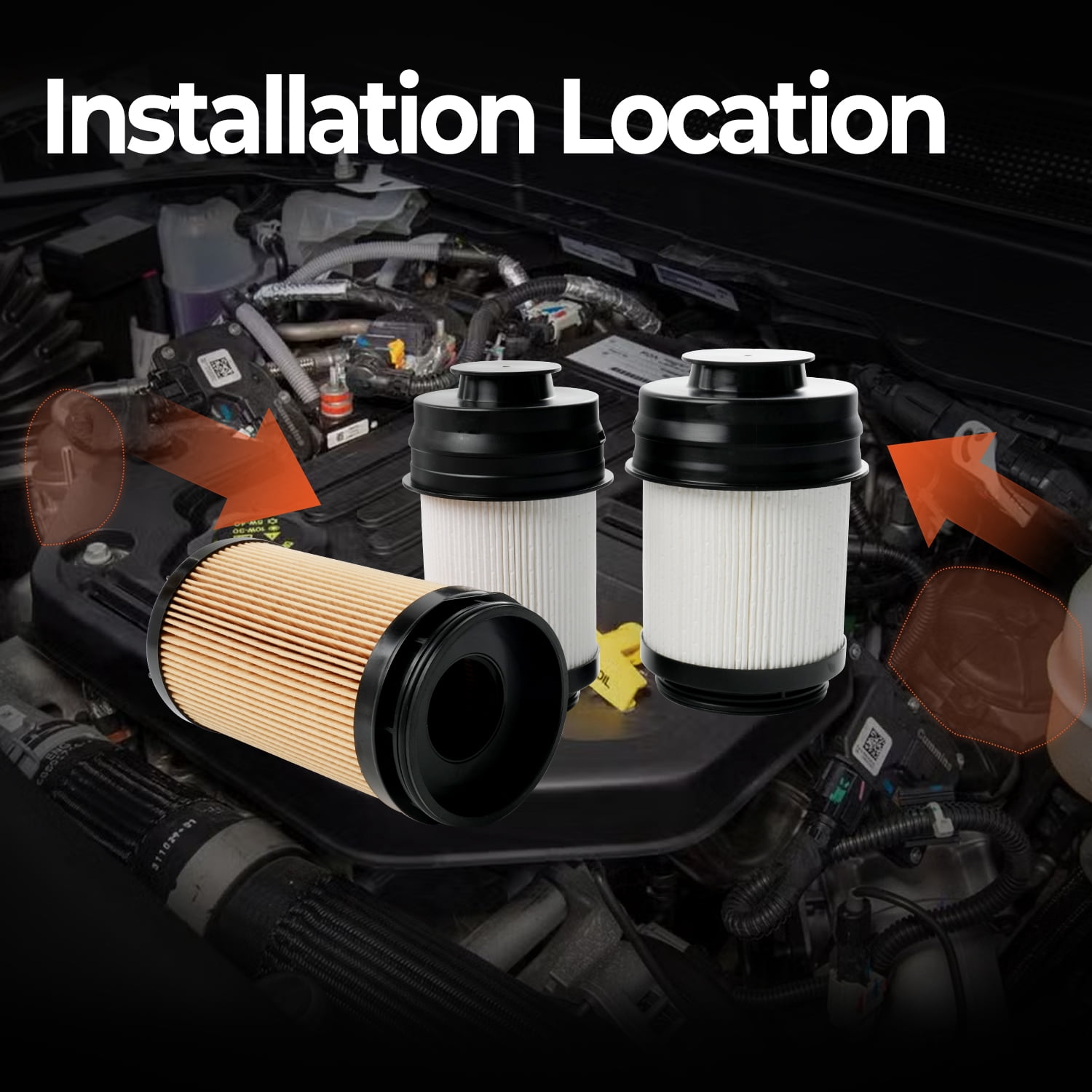 6.7L Cummins Diesel Fuel Filter Water Separator & Oil Filter Kit Compatible with 2025 2026 Dodge Ram 2500 3500 4500 5500 6.7L Cummins Turbo Diesel Engine Replace 68677800AA 68677810AA