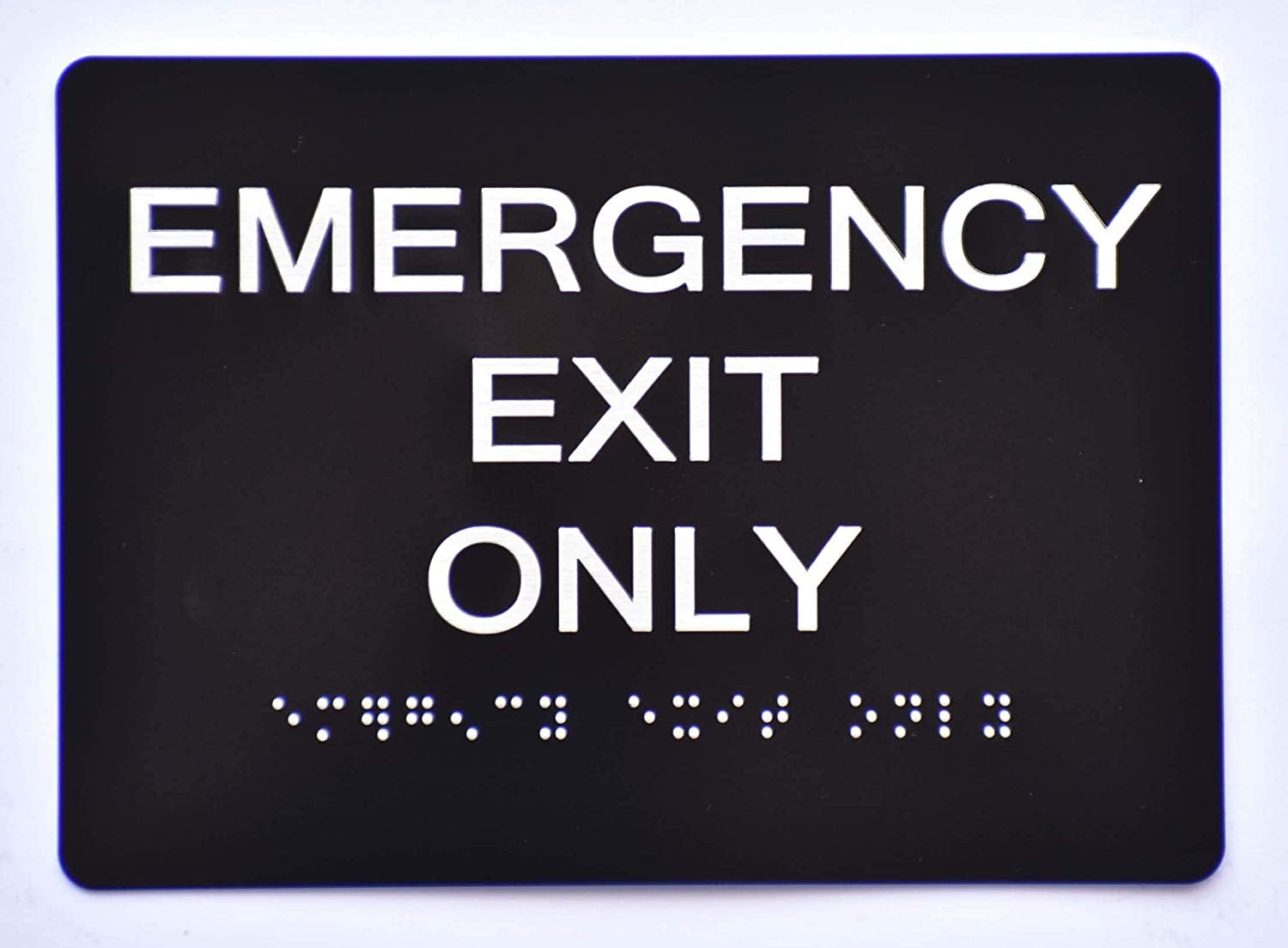 Emergency EXIT ONLY Sign Black (Aluminium, Black/Silver,Size 5x7) The ...