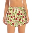 thumbnail image 2 of Xecao's Cherries and Ladybirds for a double-layer running short for women, perfect for gym, tennis, and more, featuring a convenient pocket., 2 of 9