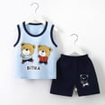 thumbnail image 3 of HCNTES Toddler Boys Outfit Sets Sleeveless Cotton Summer Shirts and Shorts Set, 3 of 5