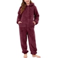 thumbnail image 4 of Generic Boys Fleece Hooded Onesie Kids Long Sleeve Zip Up Jumpsuit Sherpa Lined, 4 of 6