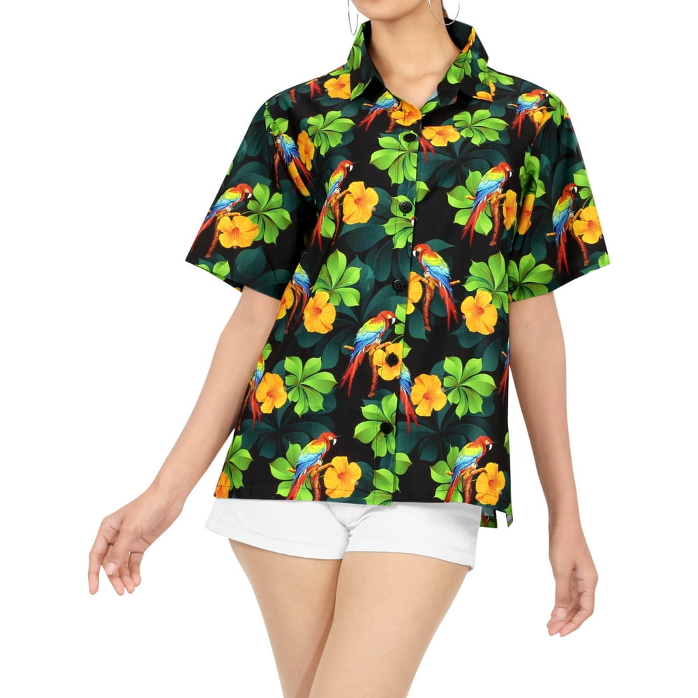 HAPPY BAY HAPPY BAY Women's Golf Hawaiian Blouse Shirt Beach Camp