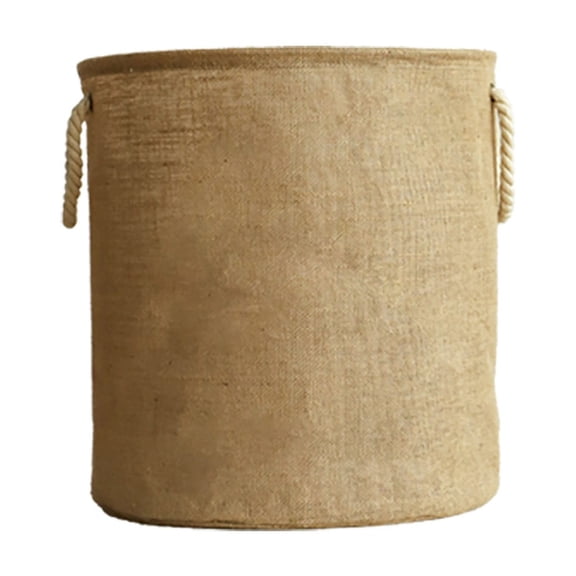 Cozeii Small Cotton Linen Laundry Basket, Portable Foldable Dirty Clothes Hamper with Soft Edges, Farmhouse Storage Bin for Multi-Room Organization