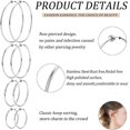 thumbnail image 3 of Jstyle Clip On Hoop Earrings, Silver Earrings, Stainless Steel, 4 Pack, 3 of 12