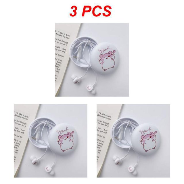 1~5PCS Earphone Holder Case with Subwoofer Earphone Line Cartoon Red Rice Storage Protective Box Headphone Bag Earbuds Style D 3pcs