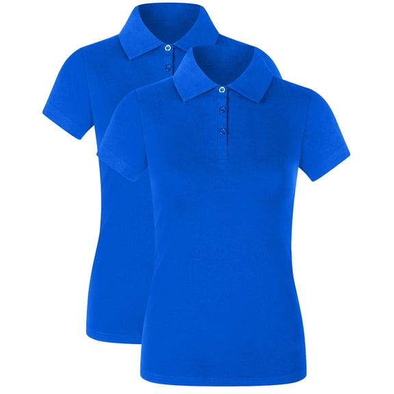 2Luver, Women's, Short Sleeve 3 Button Collared Polo Shirt, Royal Blue, L