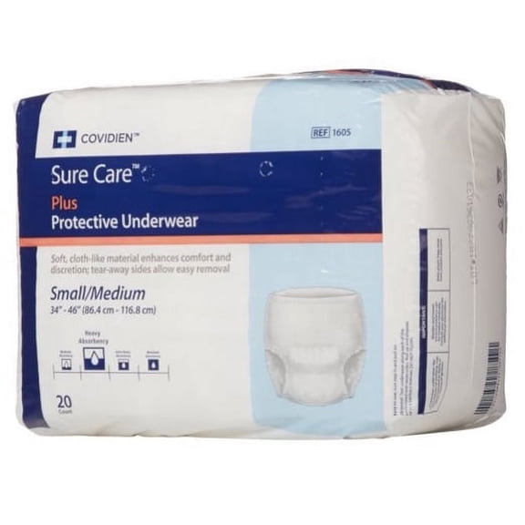 Sure Care Adult Underwear Pull On Small/Medium Disposable Heavy Absorbency, 1605 - Pack of 20