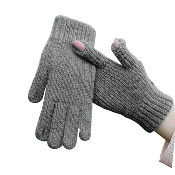 Jesscasday Winter Warmth Gloves With Screen Touch Finger Hole Fleece Lining Hand Glvoes