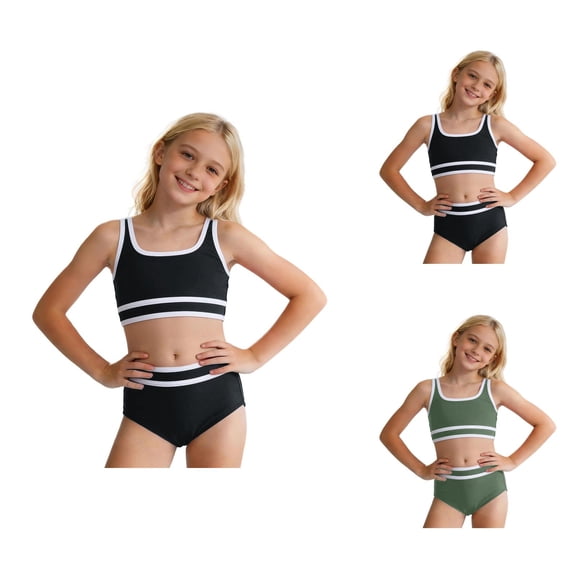 Girls Swimsuits Girls Bathing Suits Girls Swimwear Two Piece for Kids Adjustable Straps Comfortable Beach Bikini for Pool Sun Ideal Spring Summer Swimwear for Girls 3-16