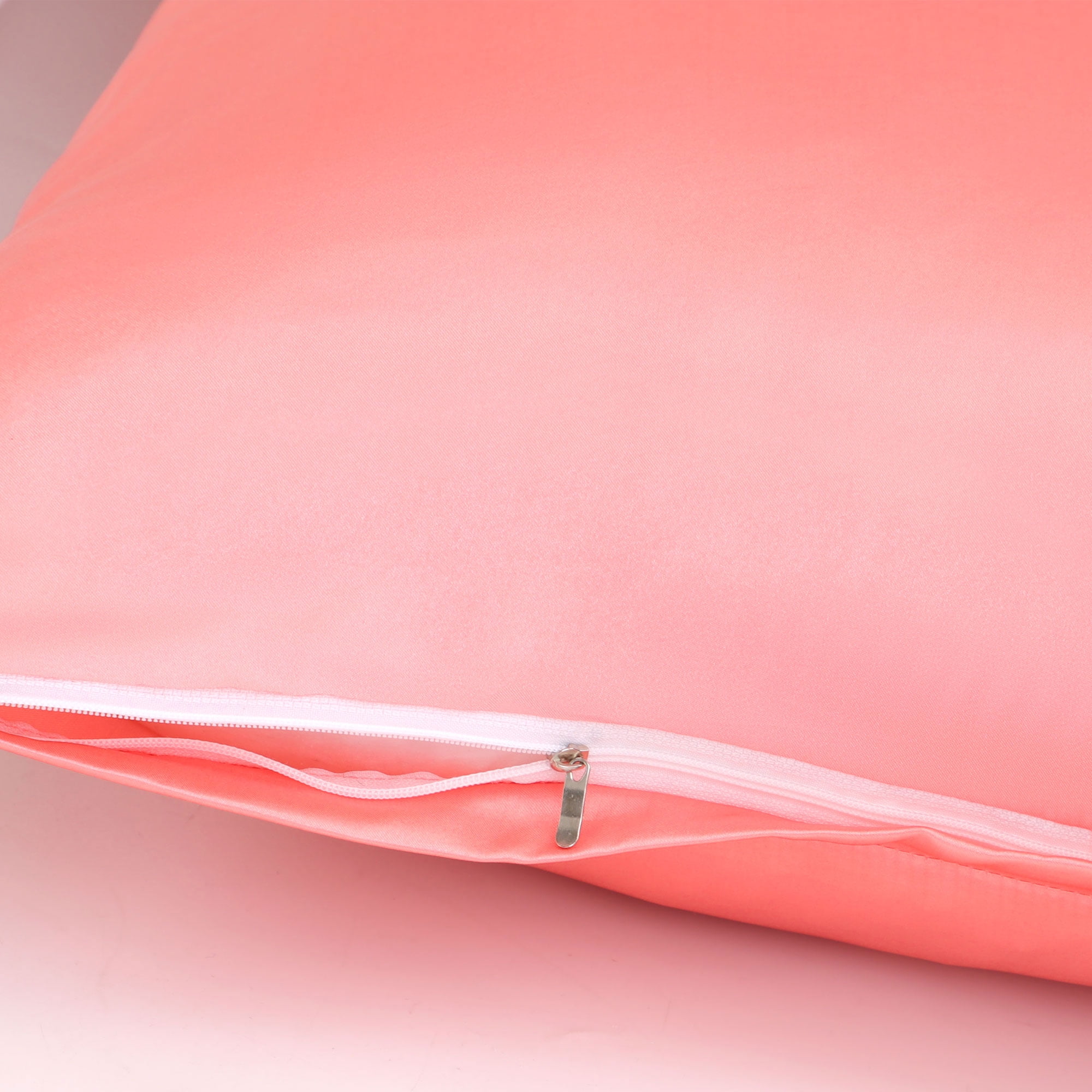Unique Bargains Zipper Closure 1 PC Satin Body Pillowcases Light Coral 20"x48"