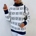 thumbnail image 2 of Labakihah Women's Christmas Half High Neck Pullover Snowflake Sweater Navy, 2 of 8