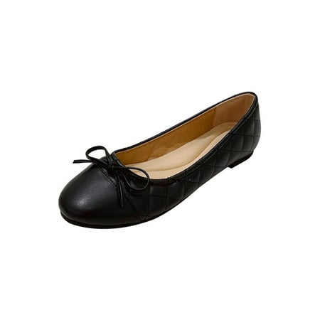 

Daeful Ladies Slip Resistant Bow Flats Driving Lightweight Boat Shoes Comfort Black 9