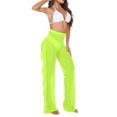 thumbnail image 4 of Traje de baño Cover Up Pants Jumppmile de malla transparente con volantes, color verde XL, 4 of 6