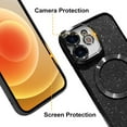 thumbnail image 4 of iPhone 12 6.1" Magnetic Glitter Case, [Compatible with Magsafe] Cute Luxury Plating Bling Clear Phone Case, Full Camera Lens Protector Anti-Scratch Shockproof Protective Case Women-Black, 4 of 13