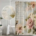 thumbnail image 4 of Farmhouse Pink Floral Shower Curtain Set - Extra Long 72" x 96" Washable Bathtub Curtain with 12 Hooks, Spring Vintage Botanical Flowers Waterproof Fabric Stall Shower Curtains for Bathroom Décor, 4 of 6