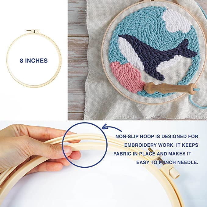 2 Pack Easy DIY Punch Needle Kits Embroidery Kits Set for Starter Kits with Stamped Color Pattern with Instruction,Yarn and Embroidery Wooden Handle Needle Pen (Alpaca & Goose)
