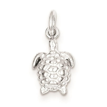 925 Sterling Silver Polished Turtle Solid Charm Pendant 17mmx10mm