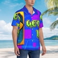 thumbnail image 4 of Lsque Geometry Dash Pattern Hawaiian Shirt for Men Unisex Summer Beach Casual Short Sleeve Cotton Linen Button Down Shirts-Large, 4 of 6