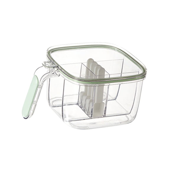 4 in 1 Seasoning Box with Lid and Spoons 4 Compartments Spice Jar Sealed Condiment Container for Home Kitchen