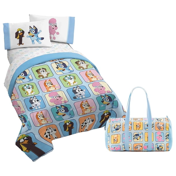 Juego de edredón Jay Franco Bluey, tamaño doble, con sábana y bolsa