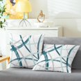 thumbnail image 2 of Throw Pillow Cases Pack of 2 Cozy Fleece Arc-Shaped Abstract Geometric Lines Decorative Cushion Covers for Couch Bed Sofa Farmhouse Decoration 20 X 20 Inches Teal Turquoise Grey, 2 of 6
