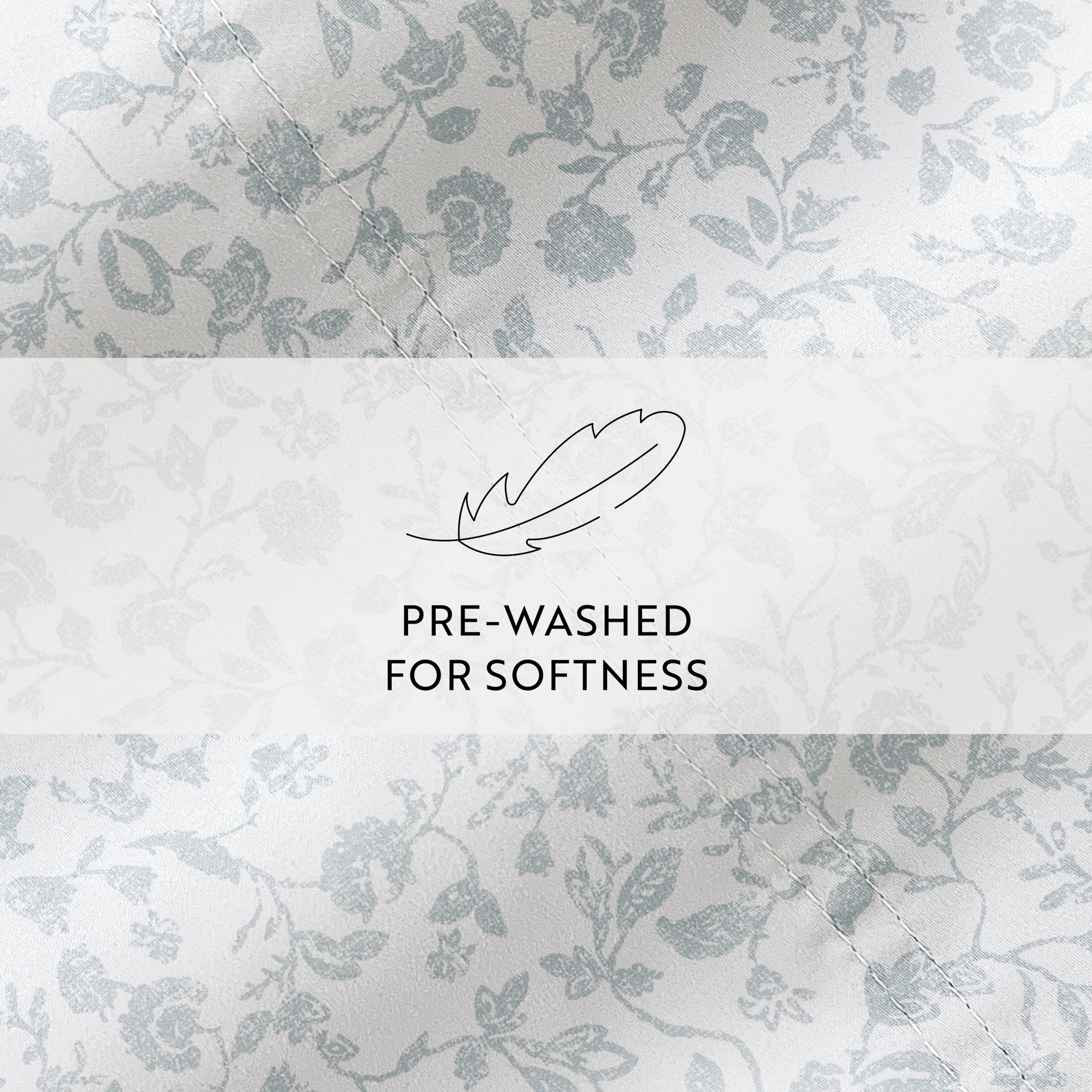 Noble Linens 4 Piece 300TC Cotton Printed Sheets, Rustic Jacobean Light Blue, Queen