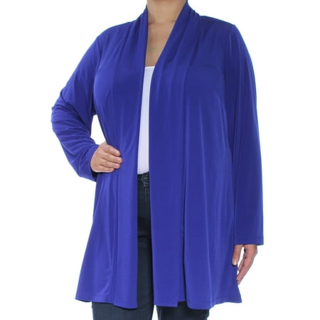 CALVIN KLEIN $74 Womens New 1244 Purple Open Cardigan Casual Top 1X Plus B+B