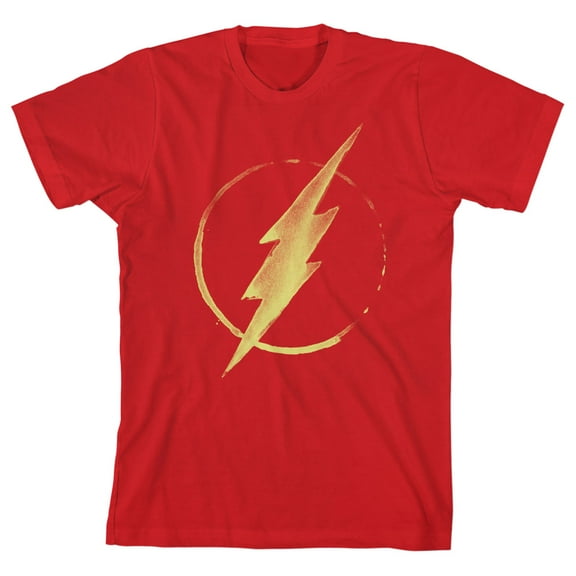 The Flash Lightning Bolt Logo Youth Red Graphic Tee-Medium