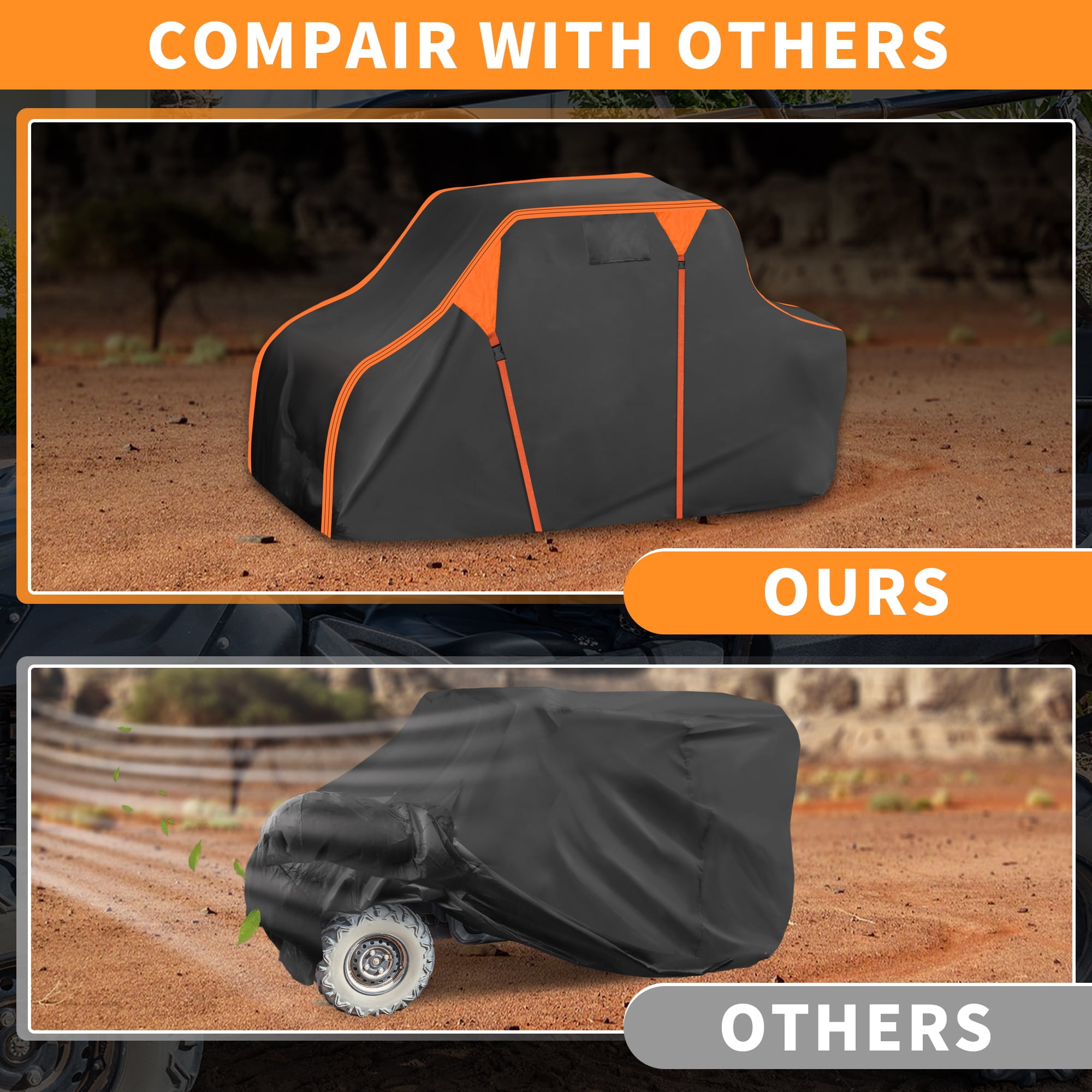 Unique Bargains Side by Side UTV Cover 210D-PU Black Orange for Ranger 570 2014-2017