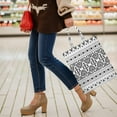 thumbnail image 7 of Boho Chic Canvas Tote Bag – Vintage Floral Tribal Pattern Reusable Grocery Bag, Abstract Geometric Earthy Aesthetic Shopping Bag for Women, Hippie & Artistic Lifestyle, 7 of 7