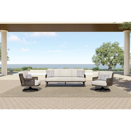 New Classic Furniture Genova 3-Piece Metal & Wicker Patio Set in Brown/Gray