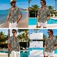 thumbnail image 4 of Xixirimido Tropical Hibiscus Hydrangea Leaf Print Matching Couple Outfits Men’s Button-down Hawaiian Shirt Women Sleeveless Midi Dress with Pocket Couples Matched Summer Outfits, Size S, 4 of 7