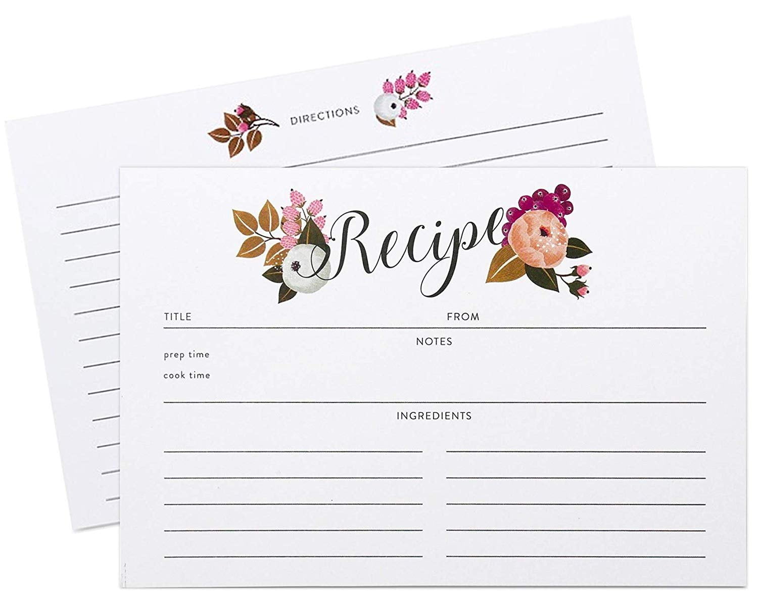 Polite Society Recipe Cards Refill Set 55 Double Sided Recipe Cards, 4x6 inches. Thick Card ...