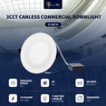 thumbnail image 2 of 6 Inch Commercial Canless LED Downlight, Wattage Adjustable 12/16/20W,0-10V Dimmable Recessed Ceiling Ligth Fixture, 3 Color Temperatures 3000k-5000K, 120-277V -1 Pack, 2 of 7
