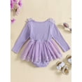 thumbnail image 3 of FEORJGP Toddler Baby Girl One-piece Romper Dress 0 3M 6M 12M 18M Infant Long Sleeve Bodysuits Cute 3D Bow Flower Patchwork Lace Ribbed Jumpsuits Dressid Cute Princess Clothes for Fall Spring, 3 of 7