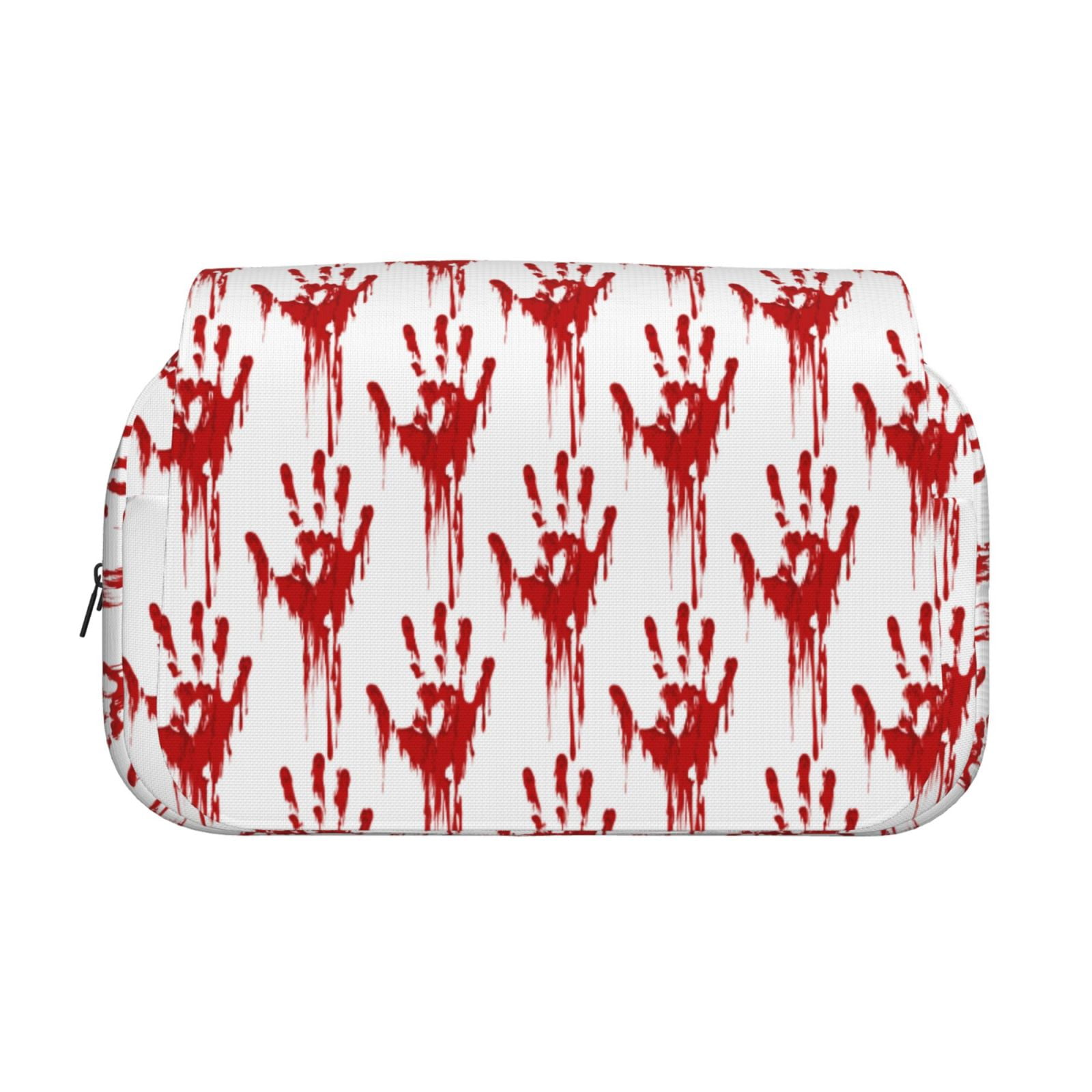 Rateoe Red Bloody Scary Hands Pattern Double Clamshell Pen Case, Storage Organizer with Two Zipper Compartments– Holds Up to 50 Pencils & Pens