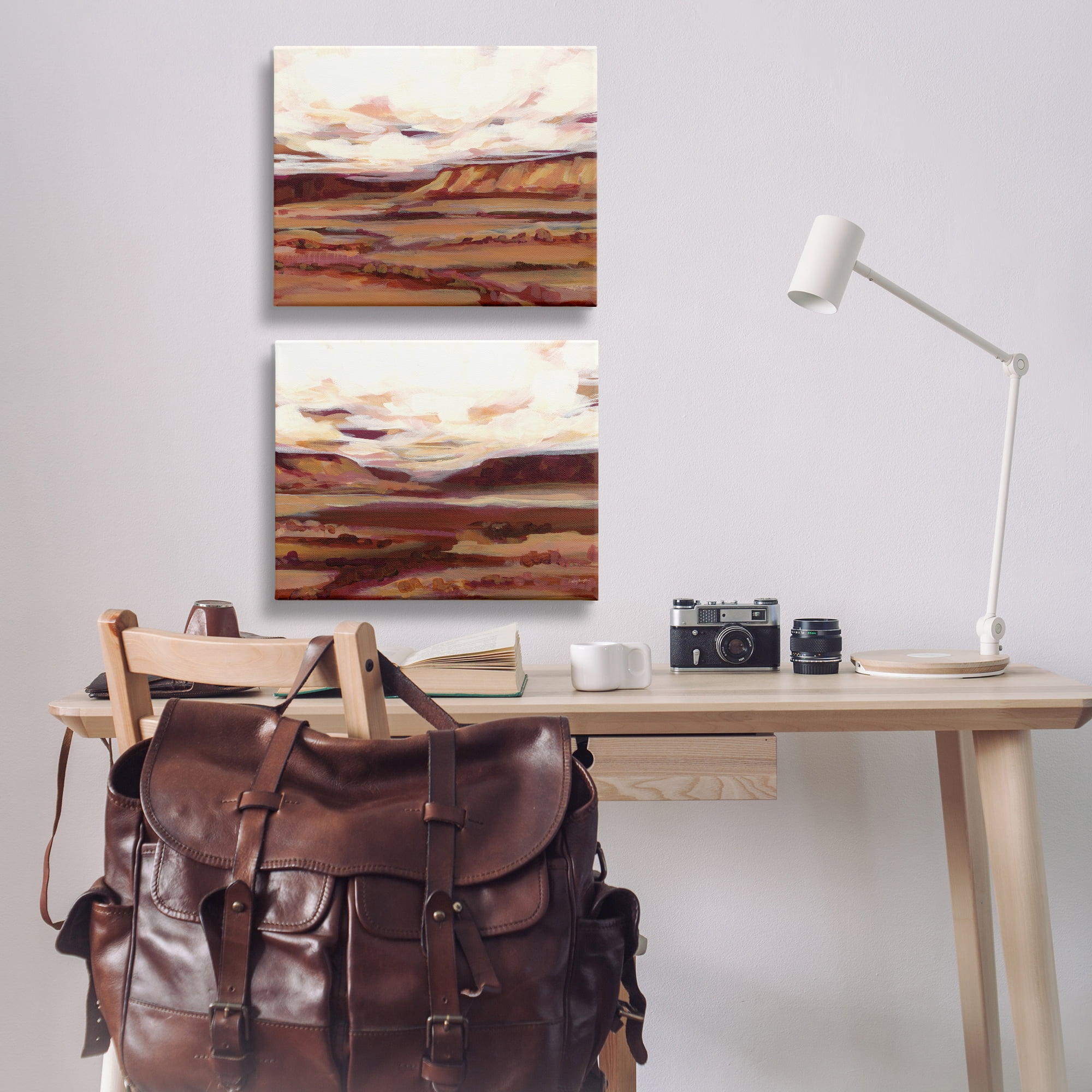 Stupell Industries Mauve Mesa Abstract Landscape Landscape & Nature Painting Wrapped Canvas Art Print Wall Art, 20 x 16, Set of 2