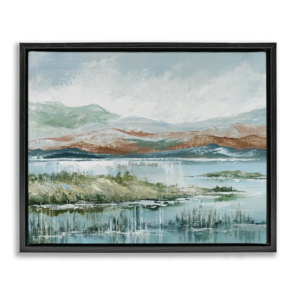 Stupell Industries Western Rustic Landscape Landscape Painting Black Floater Framed Art Print Wall Art, 21 x 17
